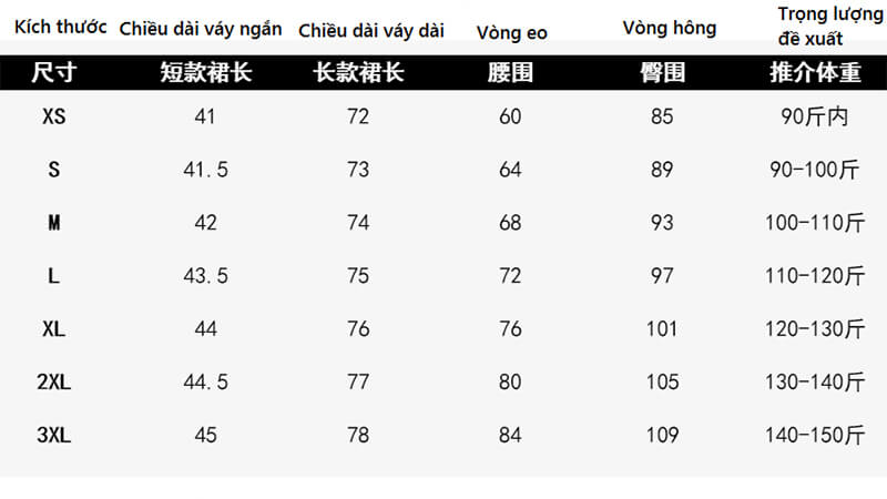 Số đo quần áo trong tiếng Trung
